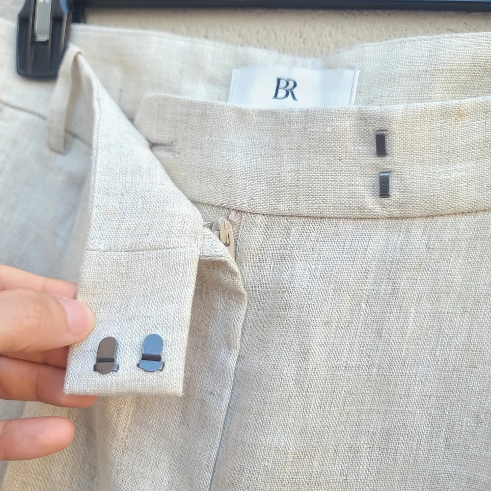 Banana Republic | Beige Lina 100% Linen Straight Fit Trousers Size 8